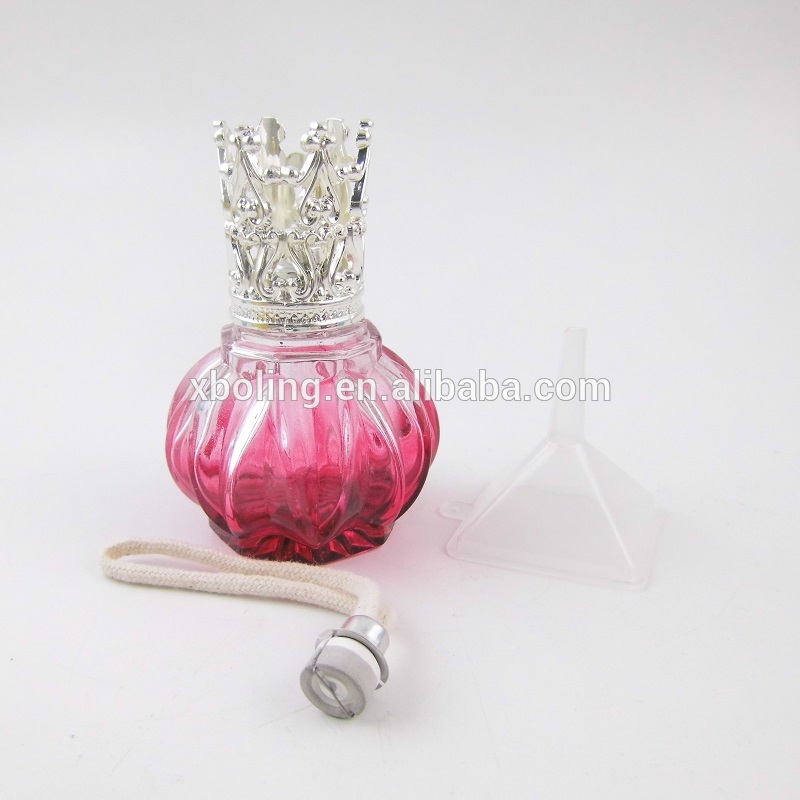 luxury 100ml purple pumpkin essential oil diffuser perfume snuff bottle with crown cap