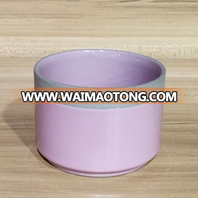 Factory supply pink emboss ceramic candle jar