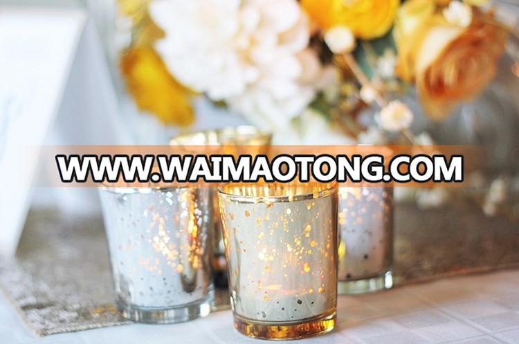 Golden Electroplate Glass Candle Holder