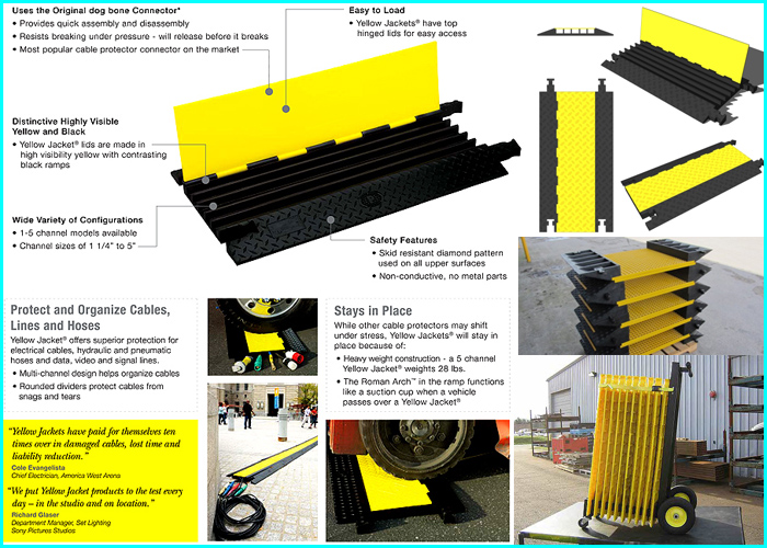 ACS yellow jacket event outdoor 2 channel rubber cable protector,cable ramp