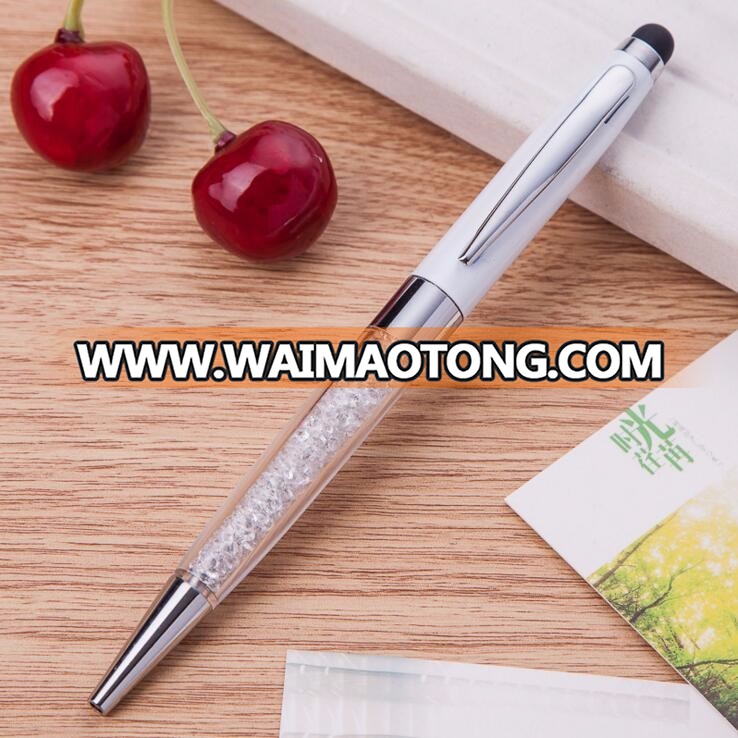 crystal promotional advertisement business signature of ballpen with touch screen head stylus ballpoint pen