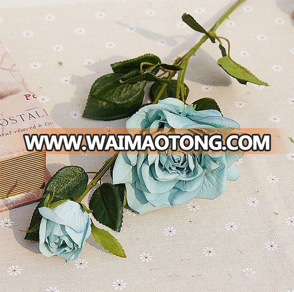 Best selling silk 2 heads artificial rose flower for wedding