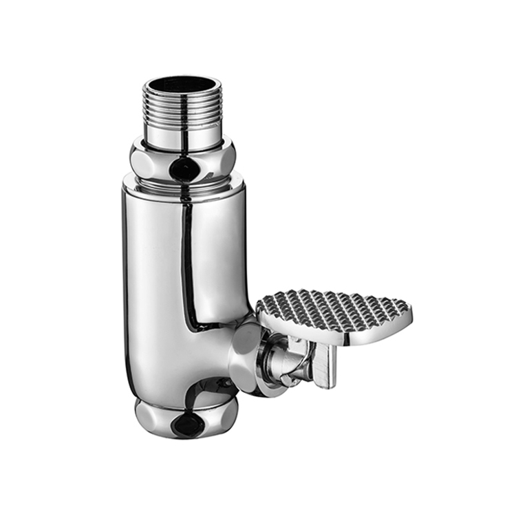 Delay time toilet foot pedal flush valve, easy installation brass silver wc toilet flush valve