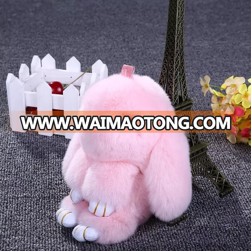 Fashion Popular fur car accessory plush soft rabbit keychain Valentine's day gift