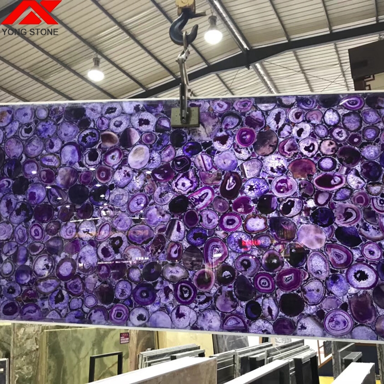 Brazilian raw purple agate stones slab