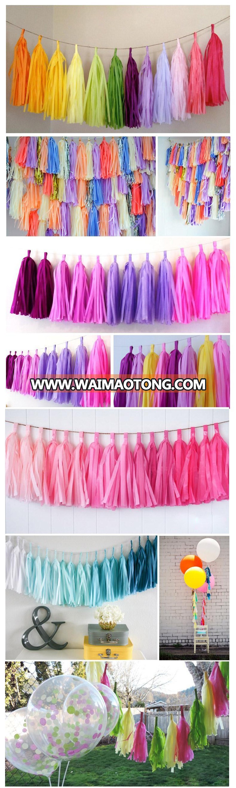 multi color hanging tissue paper tassel for wedding