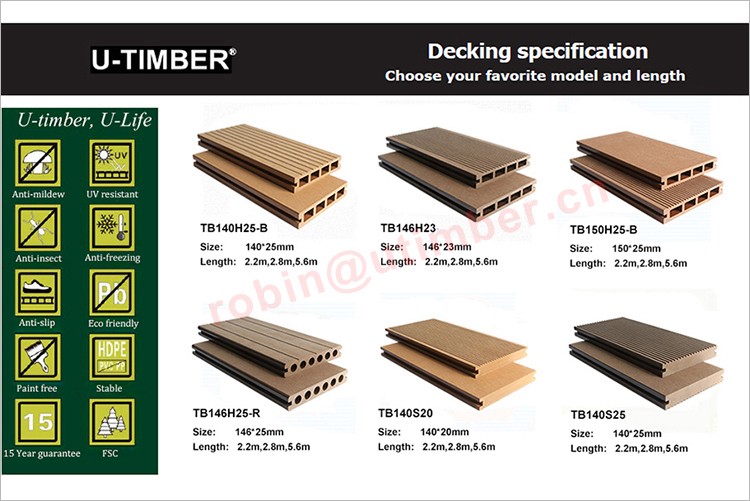 Crack-resistant solid WPC outdoor decking for Balcony