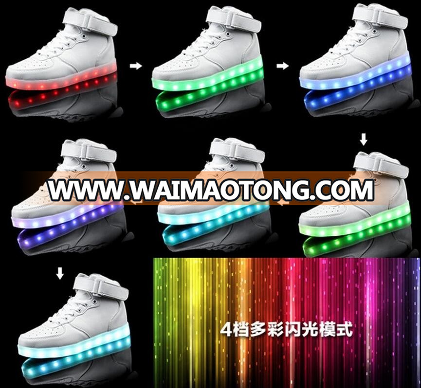 Men shoes USB Charging High Top Luminous LED Light Shoes 7 Colors Flashing Casual Glowing Light up Shoes for Adults