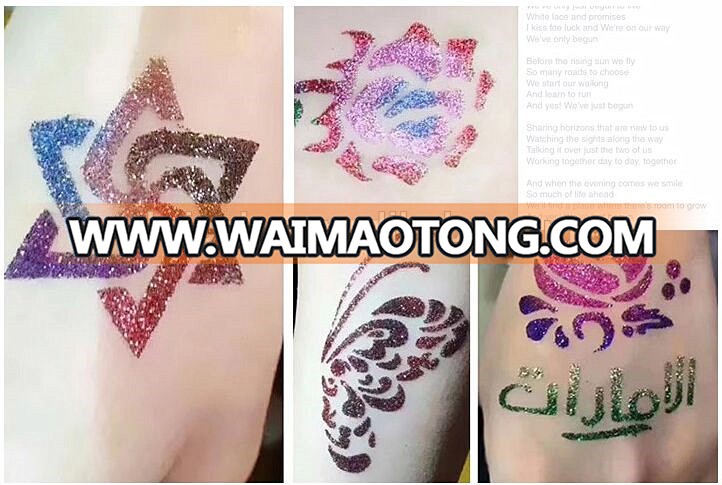 Popular And New Style Of Body Art Glitter Tattoos