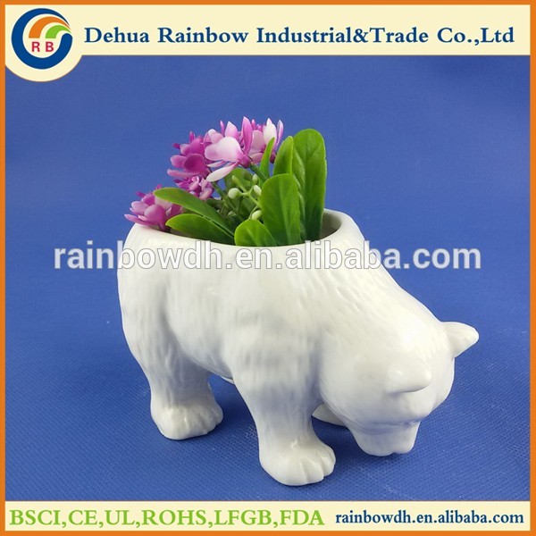 Wholesale white ceramic animal shape flower pot