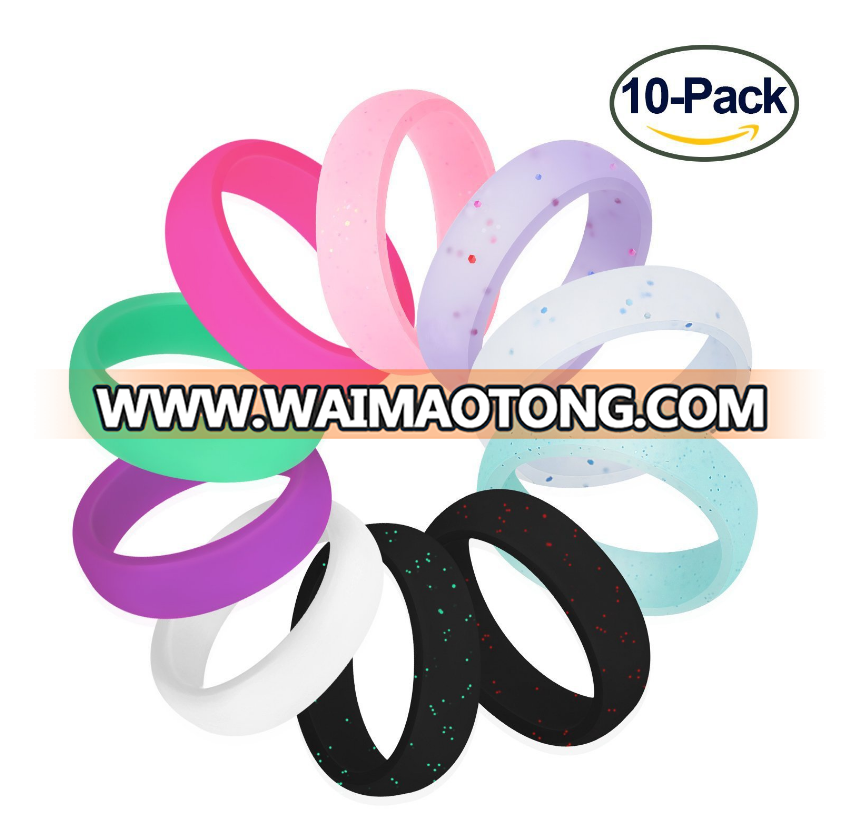 2.7mm width women silicone wedding band silicone ring shining ring