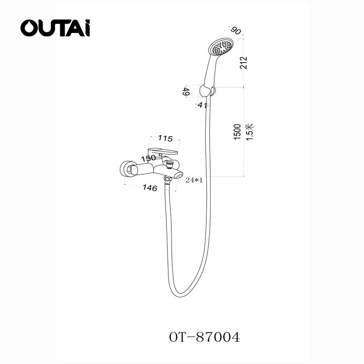 Hot sale wall mounted rainfall wall mounted brass shower set custom bathtub faucet