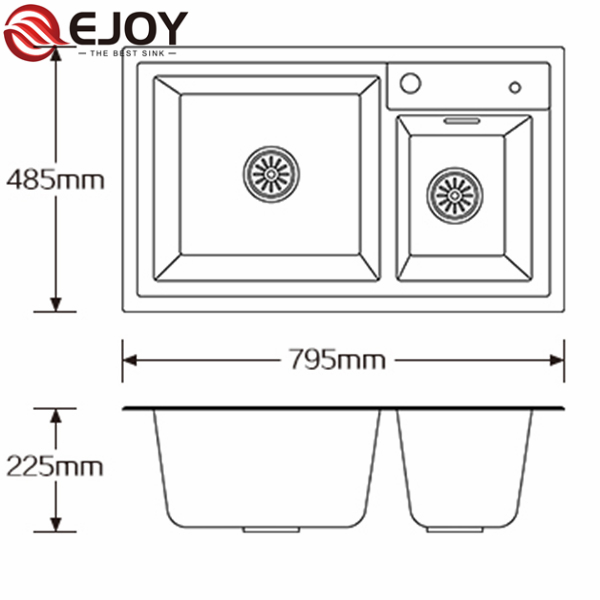 High Quality double sink granite sink Customized granite black sink