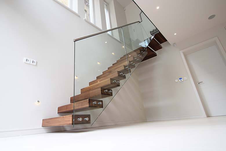 metal wood floating staircase design