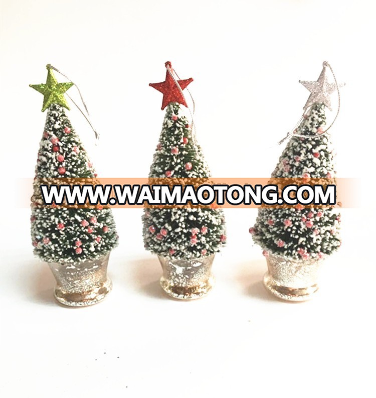 Mini christmas sisal tree with glitter star for crafting and displaying