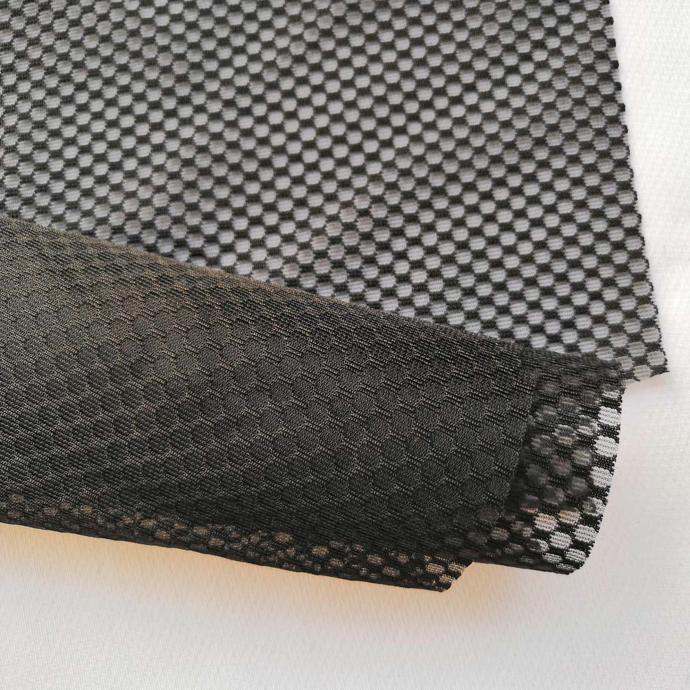 New design 100% Polyester Black square jacquard mesh Hexagonal mesh fabric for sport shoes cloth