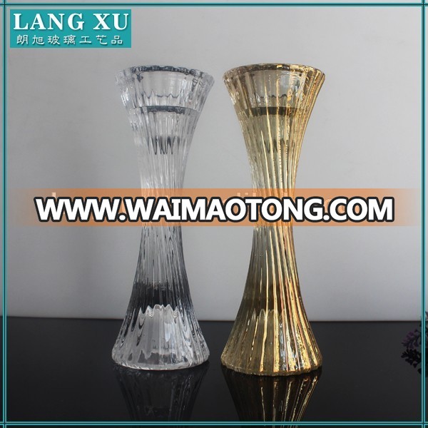 LXHY-A013 Gold decoration Handmade Large Floor Glass Candle Holders