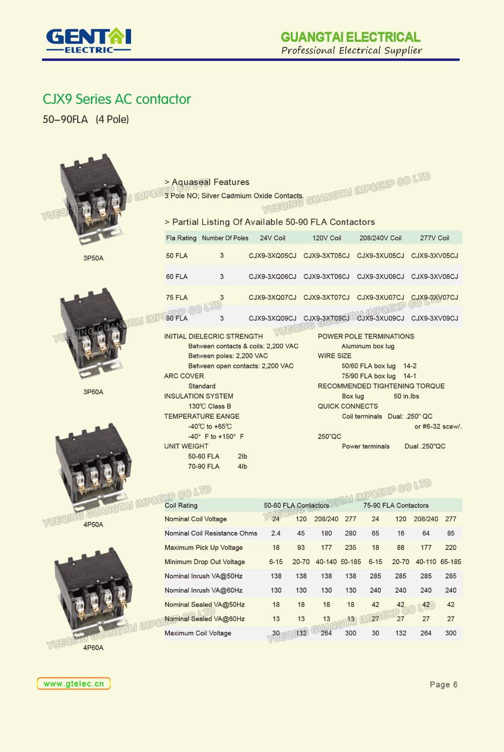 High Quality 1P 20A 1P 30A CJX9 Air Conditioner AC Contactor