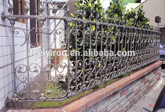 Modern welded wrought iron fence FF-009