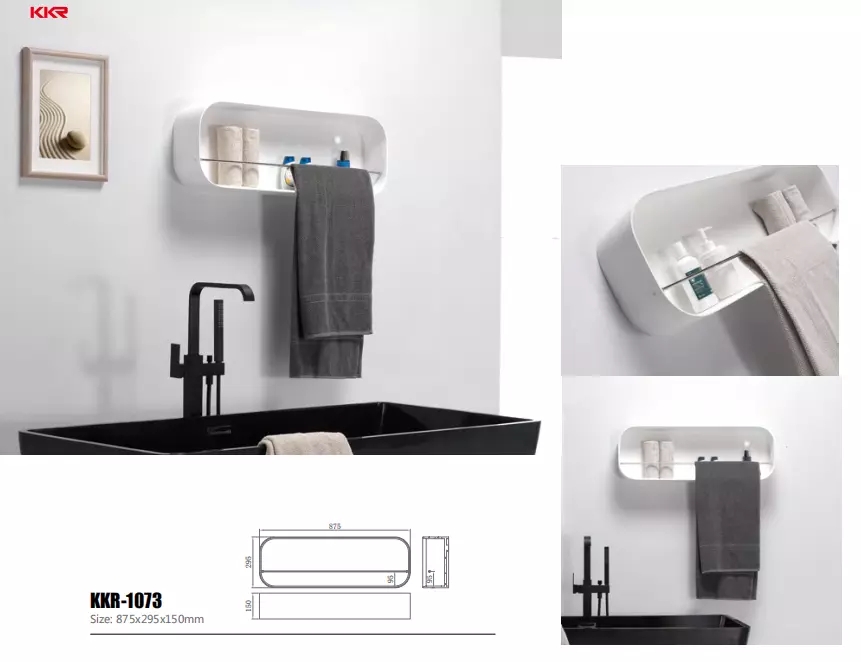 Chinese  Solid Surface Bathroom Accessory Rectangle Shampoo and Towel Shelf