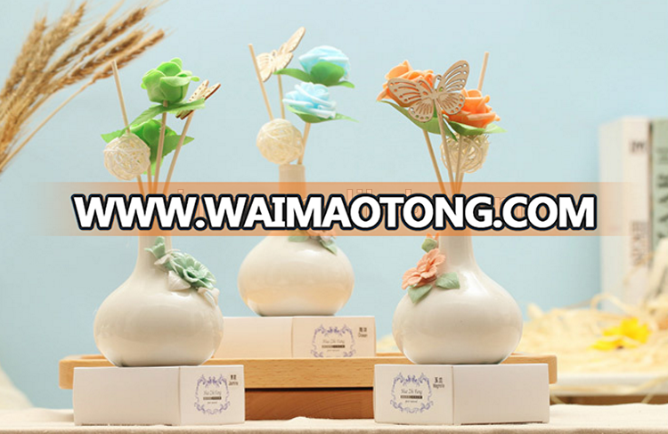 ceramic fragrance diffuser vase with sola flower ceramic oil diffuser ceramic bottle