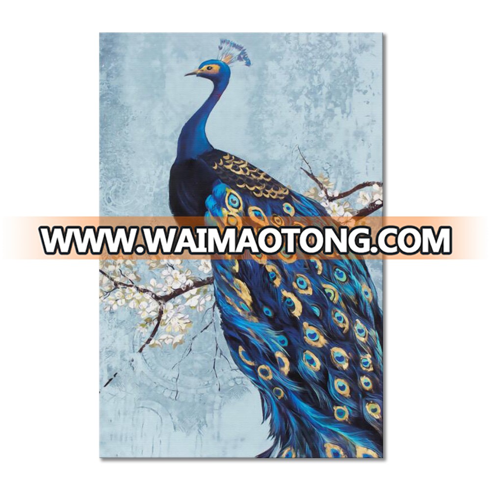 Hand Made Decor Custom Gift Beautiful Peacock Oil painting Canvas Art Printing