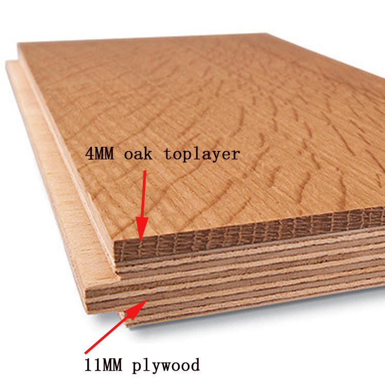 Hot selling 4mm veneer one strip and multi color oak wood flooring