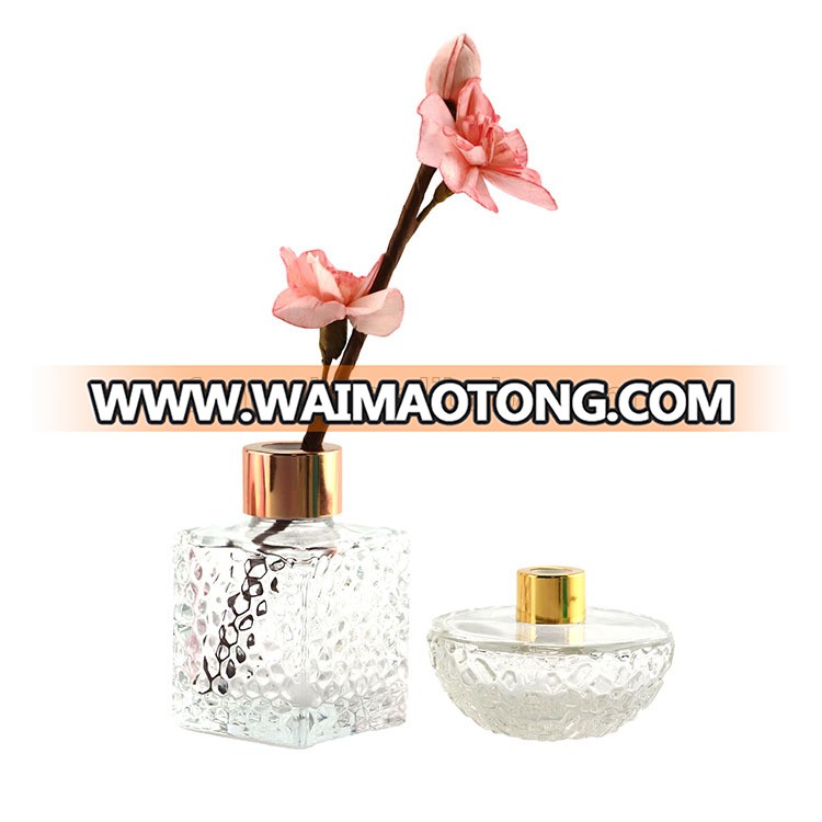 New Arrival  Custom Home Aroma Reed Diffuser Gift Set Glass Bottle With Flower