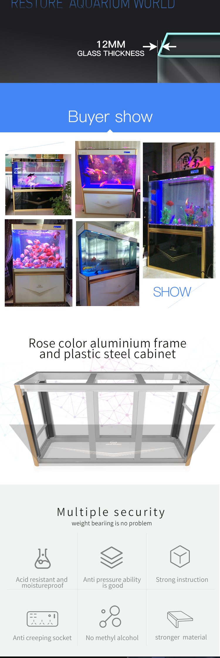 Minjiang wholesale glass fish tank large arowana tank