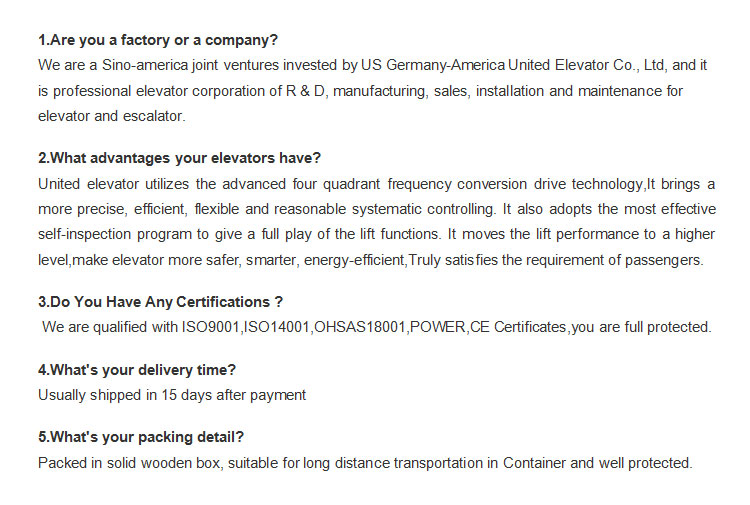 Customsized freight elevator price of 1 ton freight elevator