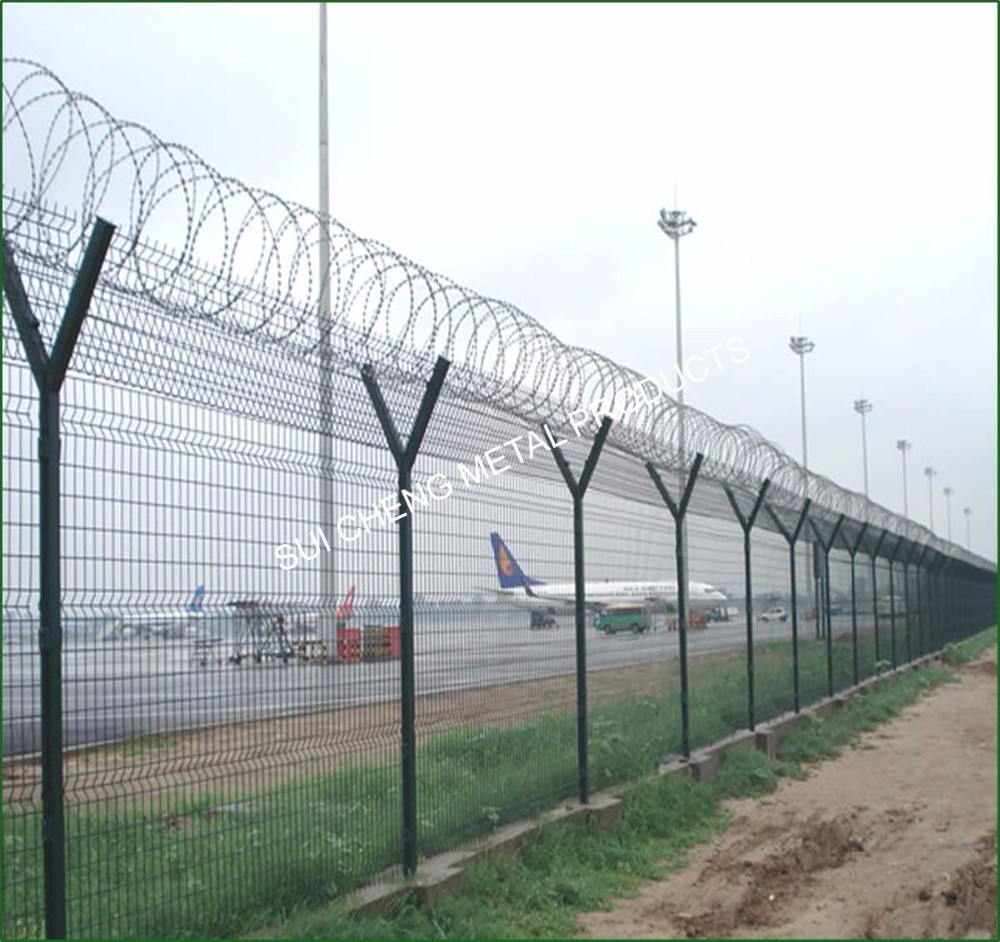 Direct Factory Free Sample 2m by 2.5m High Quality Y post fence, Razor Barbed wire fence, Airport Fence