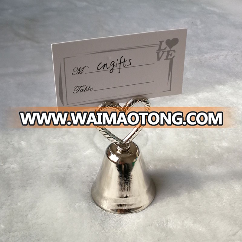 Ywbeyond Metal gold and silver heart bell design photo holder stand clips wedding table place card holder party favors