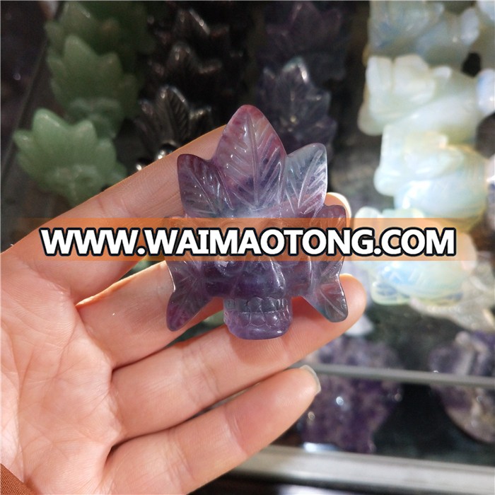 small natural amethyst fluorite quartz  crystal and Dongling jade  carved a winged  skulls