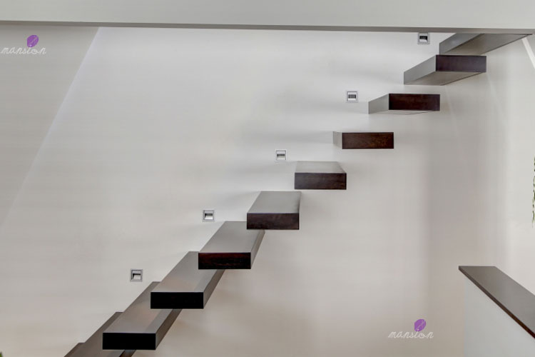 Invisible Stringer Steel Wood Floating Staircase