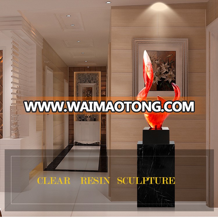 Custom resin red color abstract sculpture for hotel decoration