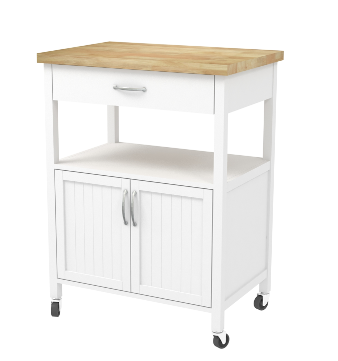 kitchen cabinet with wheels, with rubber wood top