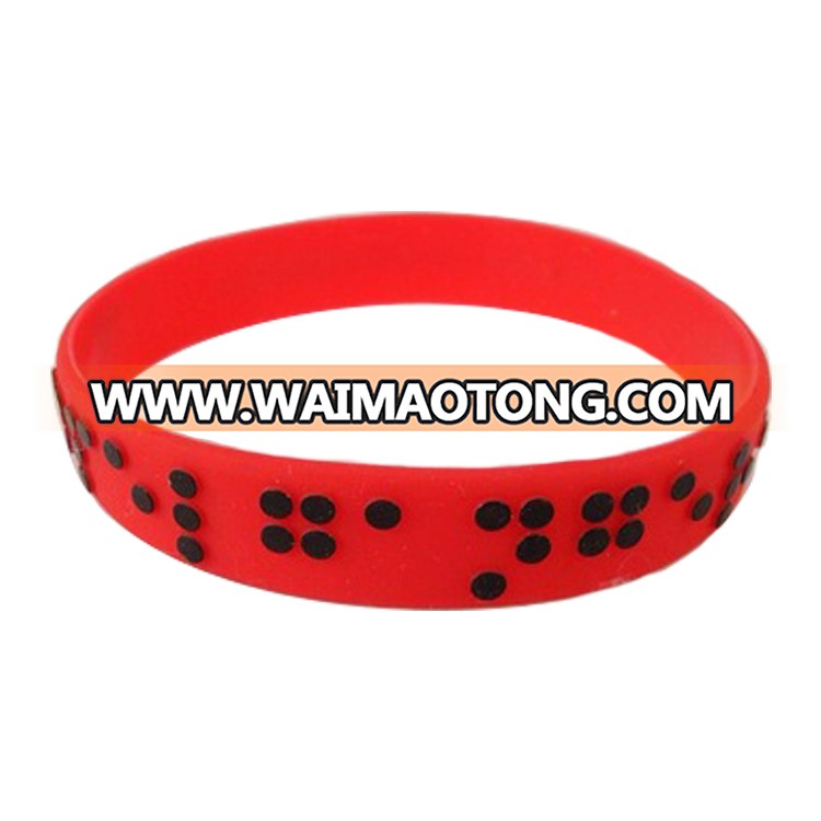 Custom design Red color silicone bracelet for school embossed logo