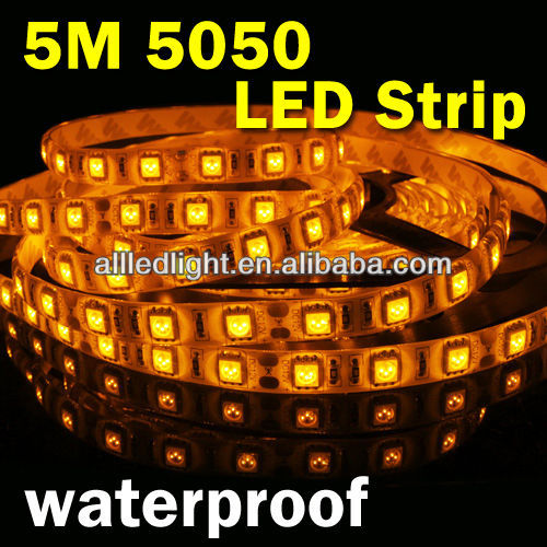 SMD 5050  RGB LED Strip Lihgt Waterproof Flexible Tape DC12V 5M 300LED+ 3A Power Supply + 24 Key Remote Control