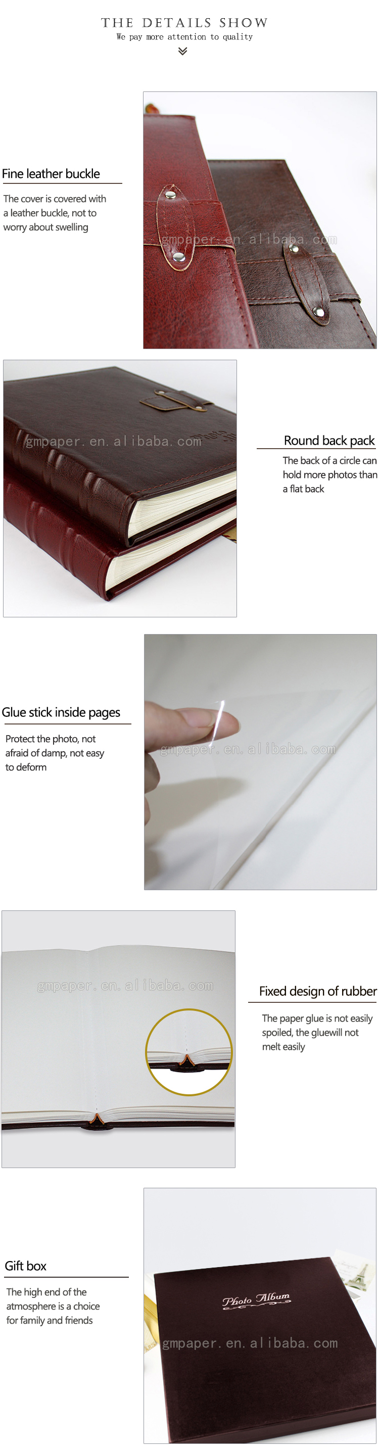 GuanMei Leather Cover Book Bound DIY 265X325MM Photo Album With 25 White Sheets