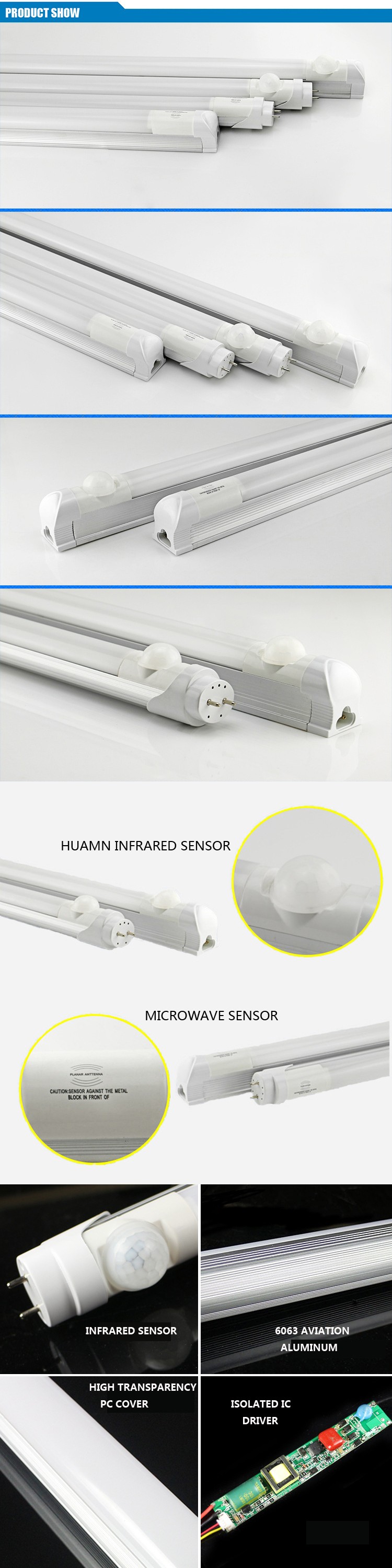 Outdoor Sensor SMD 3035 LED Tube