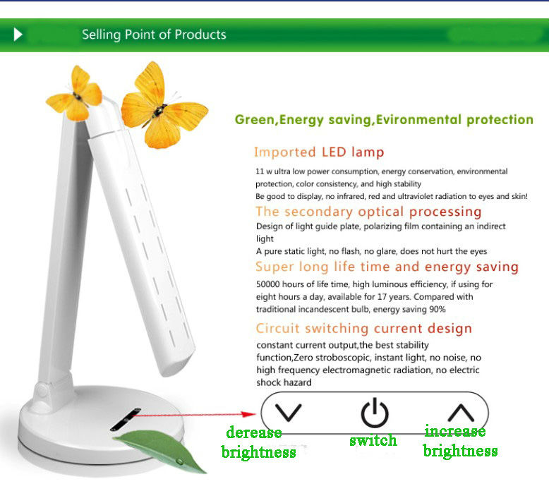 Eye-care Dimmable LED Desk Lamp,8 Brightness Levels Touch Ssensitive 5000K Led Table Lamp