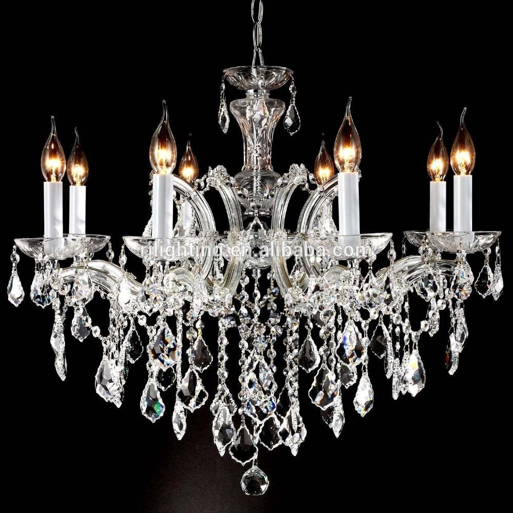 24 lights traditional Baccarat style chrome glass arm pendant light chandelier crystal hanging candle light