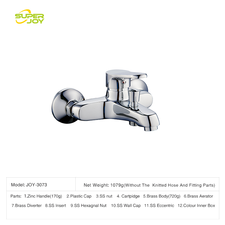 Ceramic cartridge brass diverter wall mounted bathtub faucet