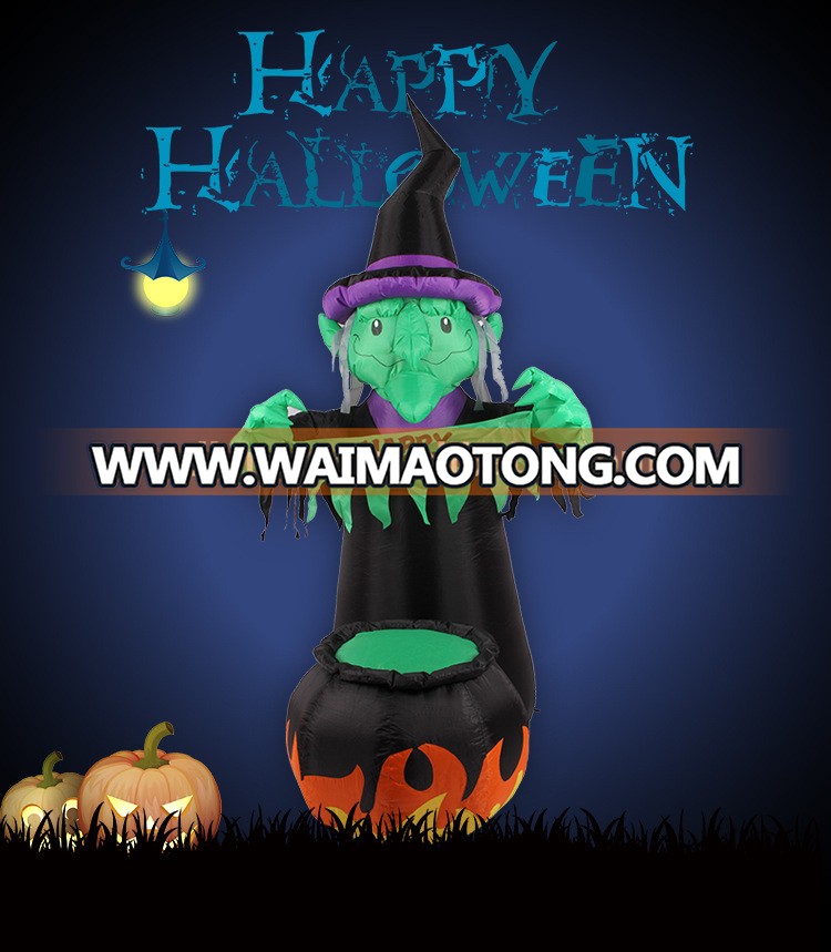 1.8m inflatable green witch halloween yard decoration