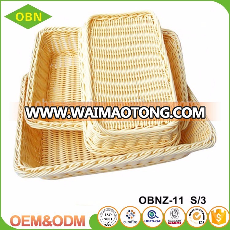 Custom cheap stackable woven heated durable rising square plastic bread fruit basket