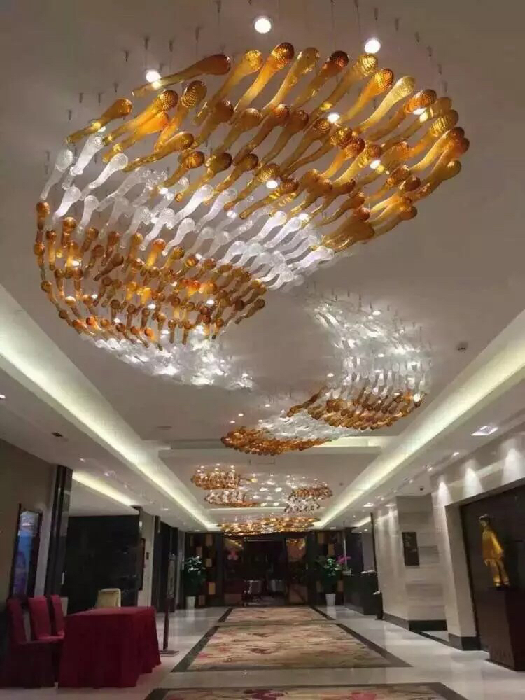 Decoration custom hanging glass modern lobby hotel ceiling light