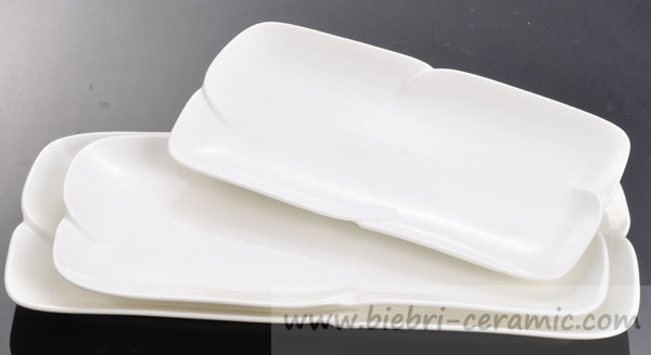 White Glossy Color Hotel Restaurant Rectangular Dinner Service Plates Dishes