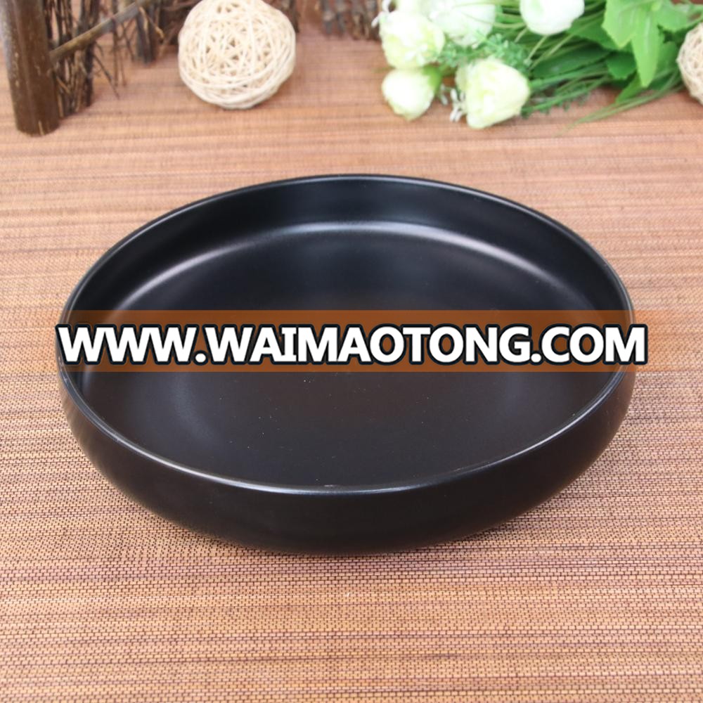 Ceramic Round Shape Pizza Plate matt black pizza plate white deep plate