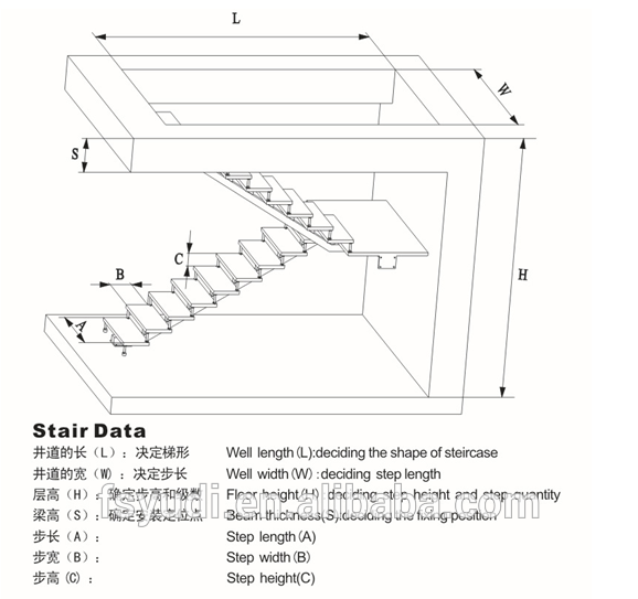 steel beam floating straight staircase kit design factory