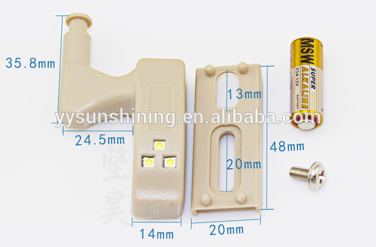 Furniture hardware LED lamp lighting plastic cabinet door hinge hydraulic damping pipe hinge